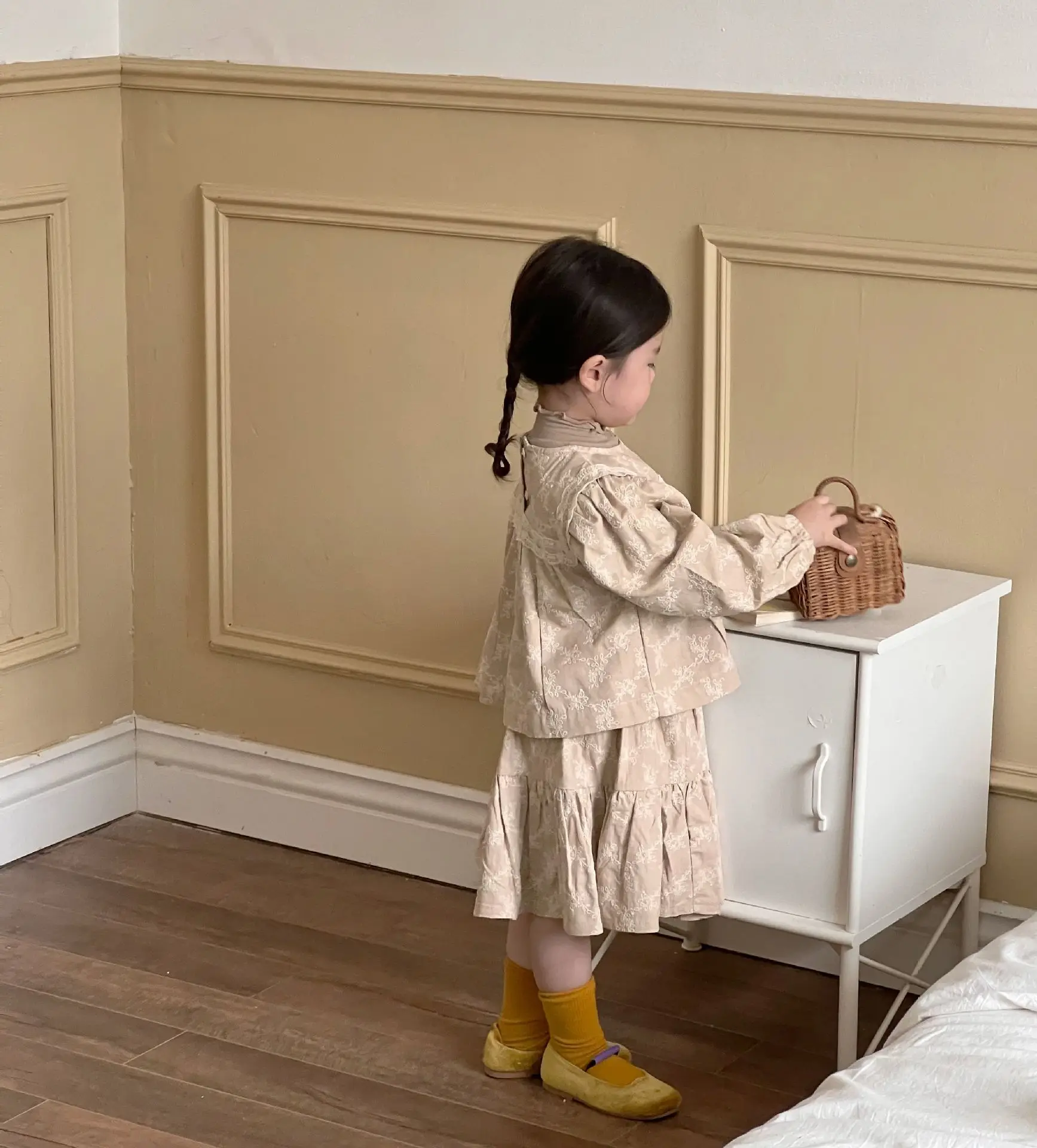 Freely Move 2022 Autumn Girls' Clothing Sets Lace Floral Tops+Long Skirt 2Pcs Suit Princess Toddler Baby Kids Children Clothes