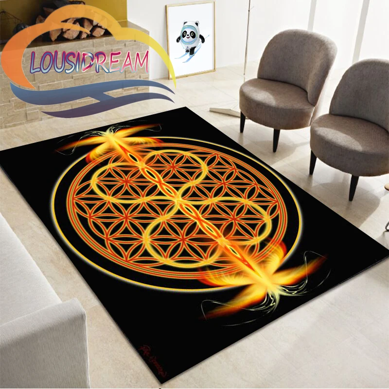

Geometry Flower of Life，Modern Carpet Bedroom Plush Carpet Non Slip Carpet Bed Area or Living Room Carpet