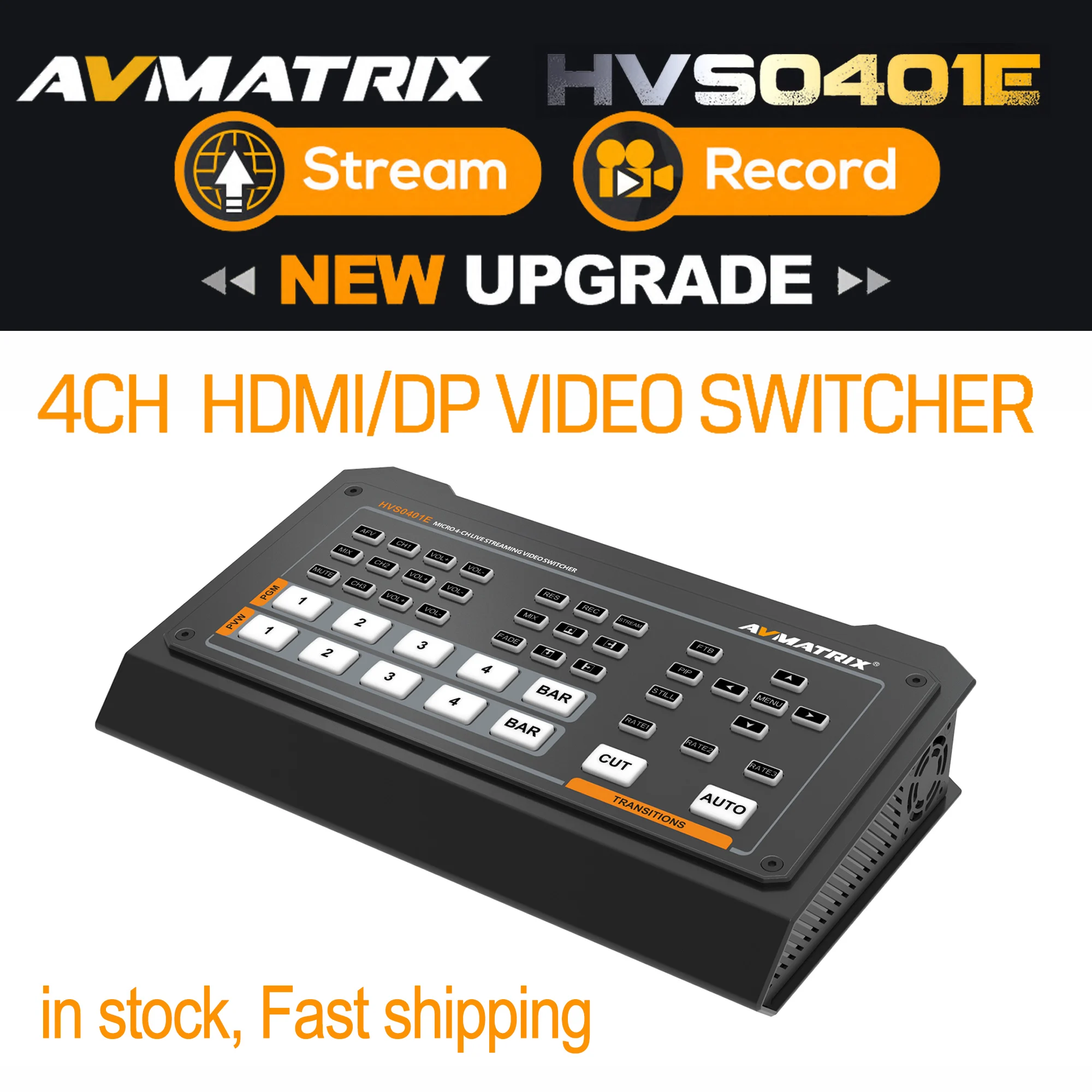 

AVmatrix HVS0401E HVS0401U 2-канальный SDI HDMI-видео коммутатор миксер 4-канальный вход 2-канальный PGM выход