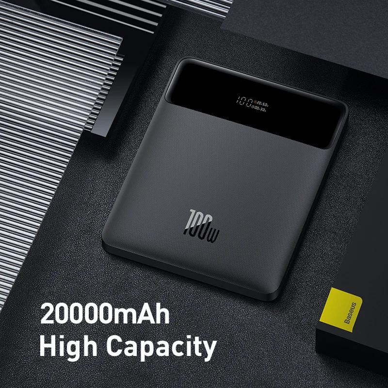 Tanie Baseus PD 100W Power Bank 20000mAh Powerbank USB C Przenośna Zewnętrzna ładowarka Typu C Szybkie ładowanie Dla Macbook Pro Laptop