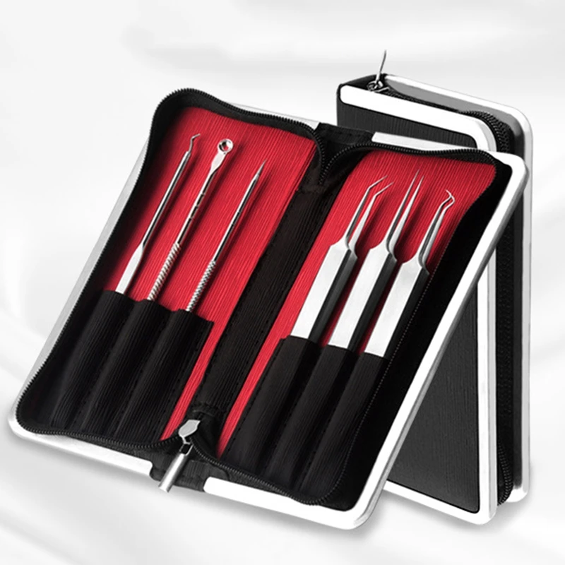 

6Pcs Acne Tweezer Comedo Machine Set And Brands Removal Pimple Needle Blackhead Remover Black Head Extractor