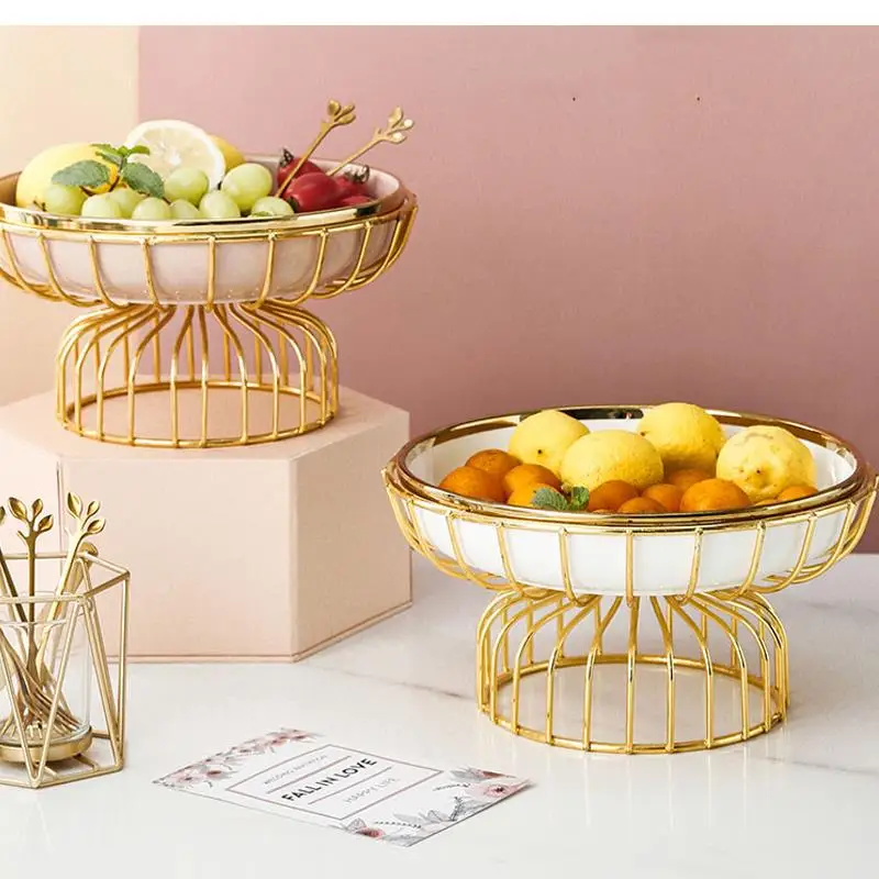 

Light Luxury Ceramic Fruit Plate Living Room Coffee Table Nordic Home Modern Candy Snack Plate Dried Fruit Storage Tray