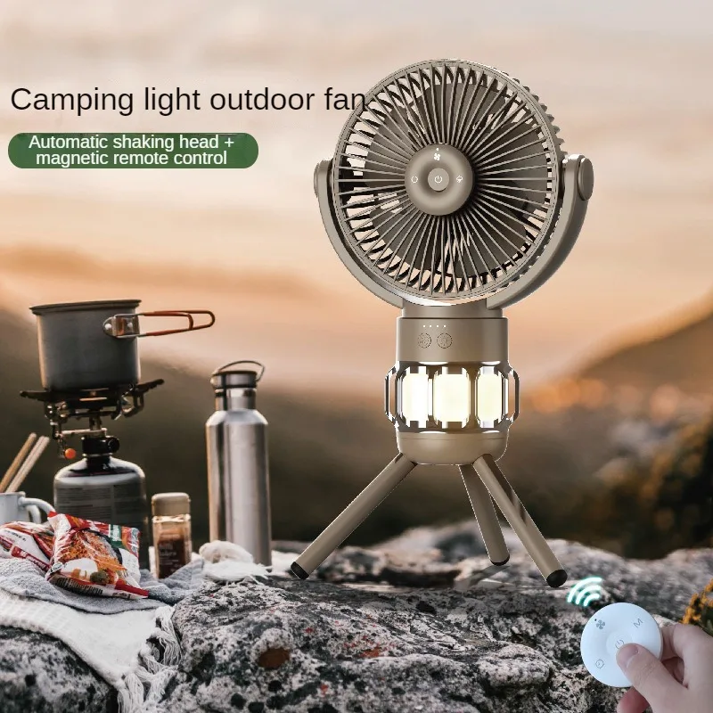 New Tripod Outdoor Camping Three-Gear Adjustment Fan Camping Light Cooling Ceiling Fan Tent USB Charging Fans Belt Shaking Head