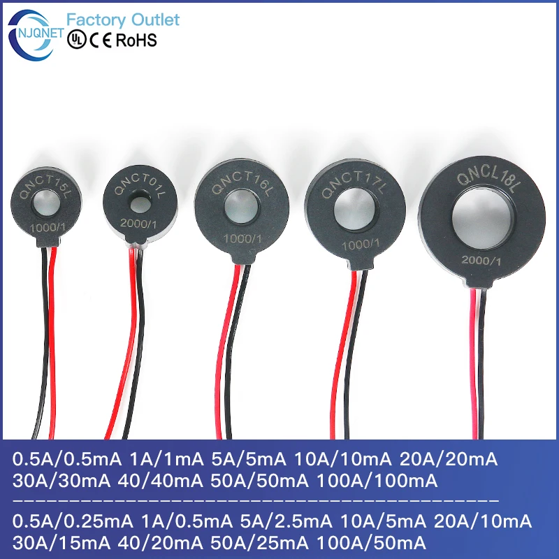 Фото Трансформатор тока CT QNCT16L 10A 10mA 20A 20mA 30A 30mA 50A 50mA 2000:1 10A 5mA 20A 10mA 100A Датчик микропреобразователя тока №1