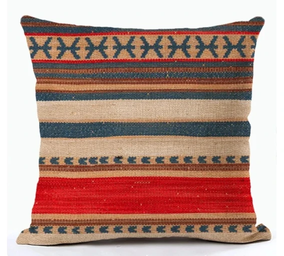 Льняные декоративные подушки с геометрическим принтом