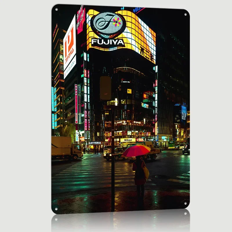 Фото Плакат Ginza Crossing, индивидуальные винтажные металлические вывески, настенное искусство, ретро-пластиковая табличка для декора, аксессуары для домашнего декора, товары для дома №3