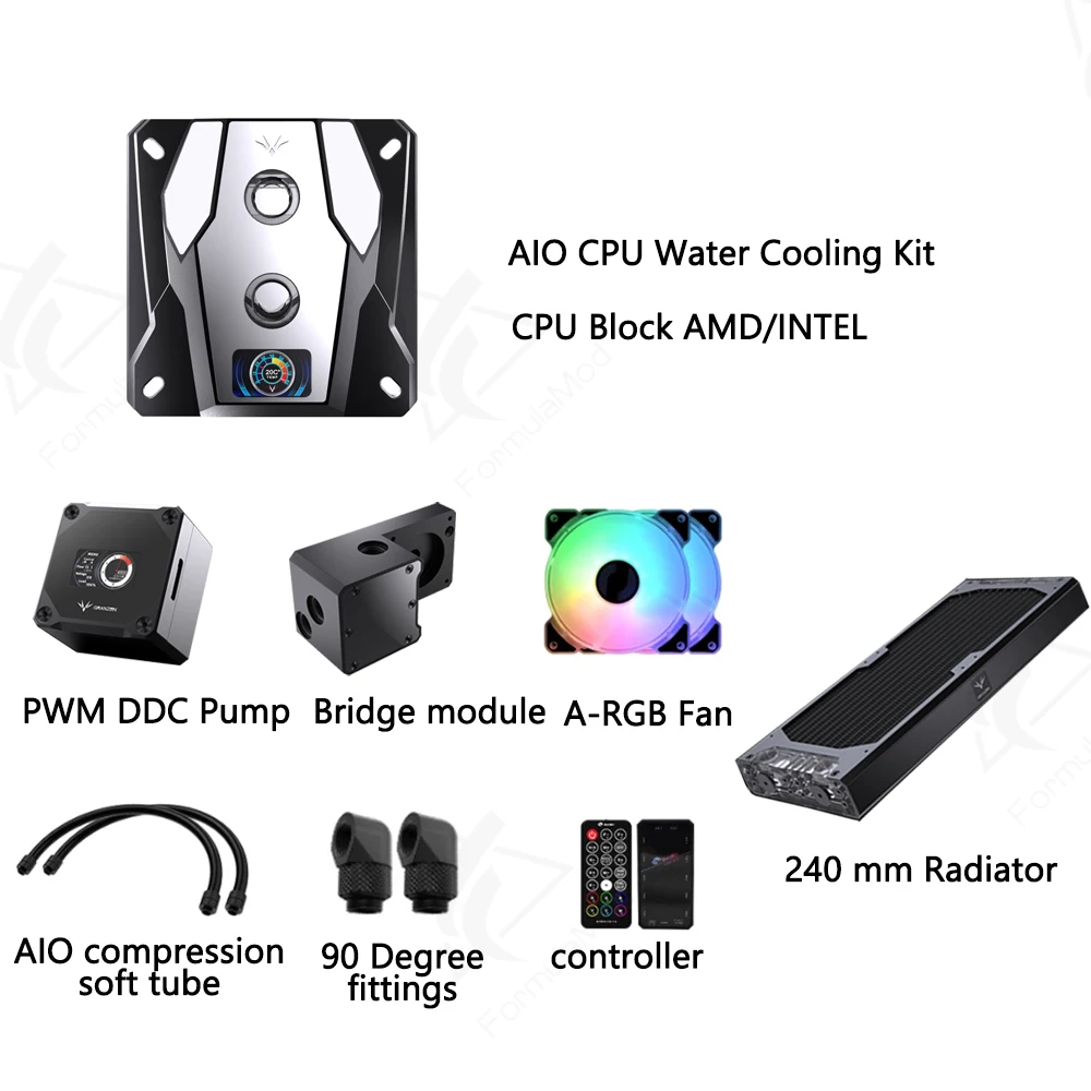 Комплект охладителя Granzon CPU AIO для AMD/INTEL дисплей потока все в одном радиатор памяти