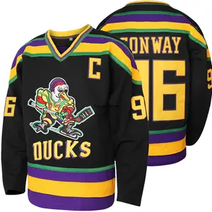 Green mighty ducks Embroidery hockey jersey street shirt #66 BOMBAY #44  REED #33 GOLDBERG #21 PORTMAN Sport Thick WarmShirt - AliExpress