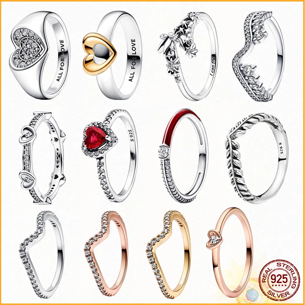

Кольцо с блестящим сердцем и ПАВЕ, кольцо Пандора, новинка, искусственное серебро, Лидер продаж, серия колец для женщин, подарки на годовщину, ювелирные изделия
