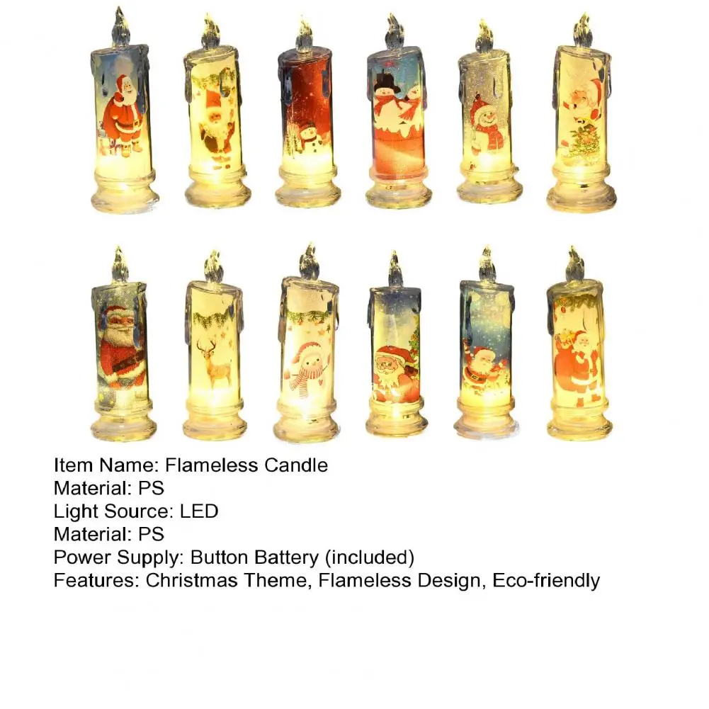 Рождественские беспламенные Свечи с Санта-Клаусом снеговиком лось печатные на