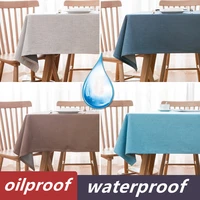 high quality plain cotton linen table cloth waterproof oilproof thick rectangular wedding dining table cover cloth flag