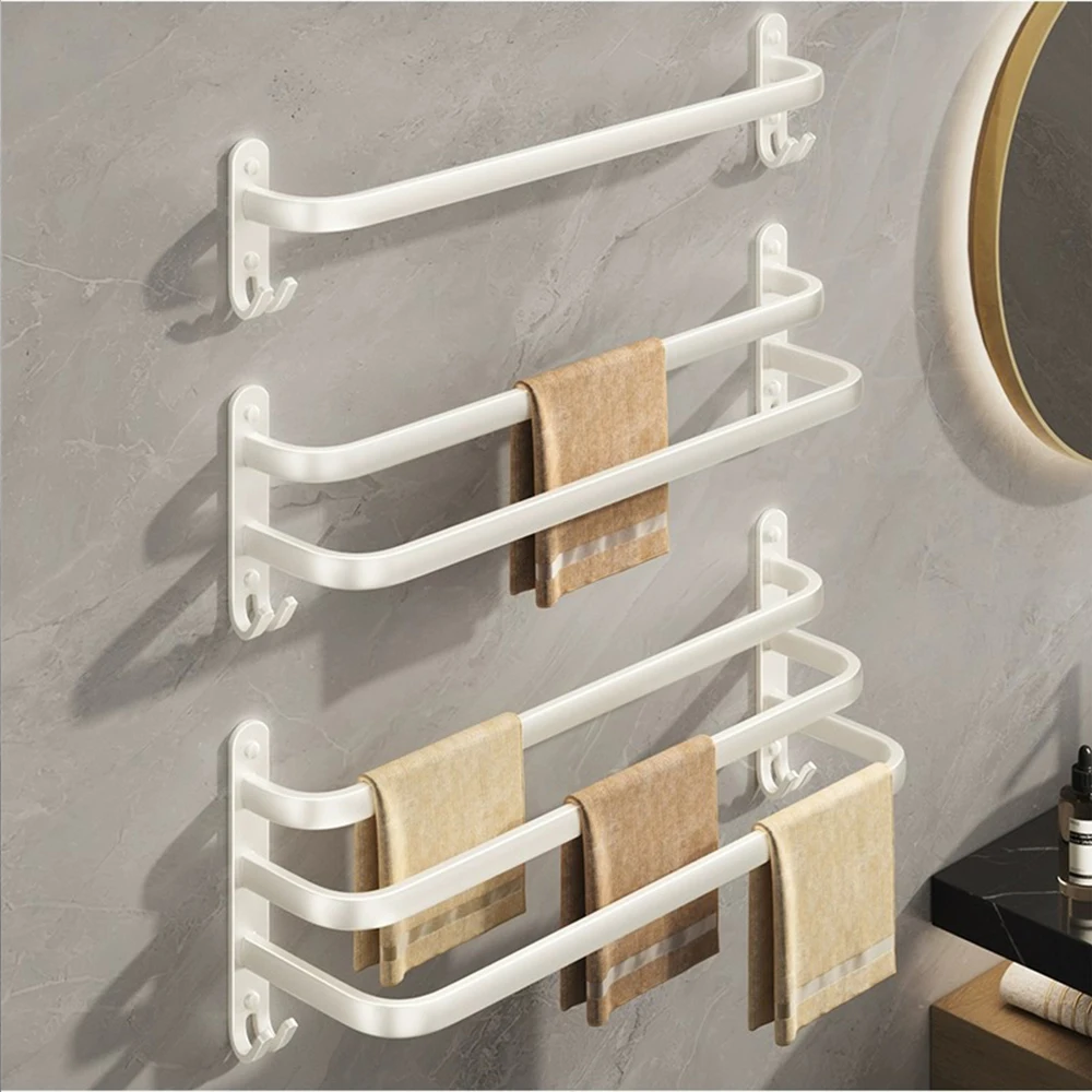 uminowany aluminiowy wieszak na ręczniki z podwójnym drążkiem i haczykiem. Автономная установка для настенного