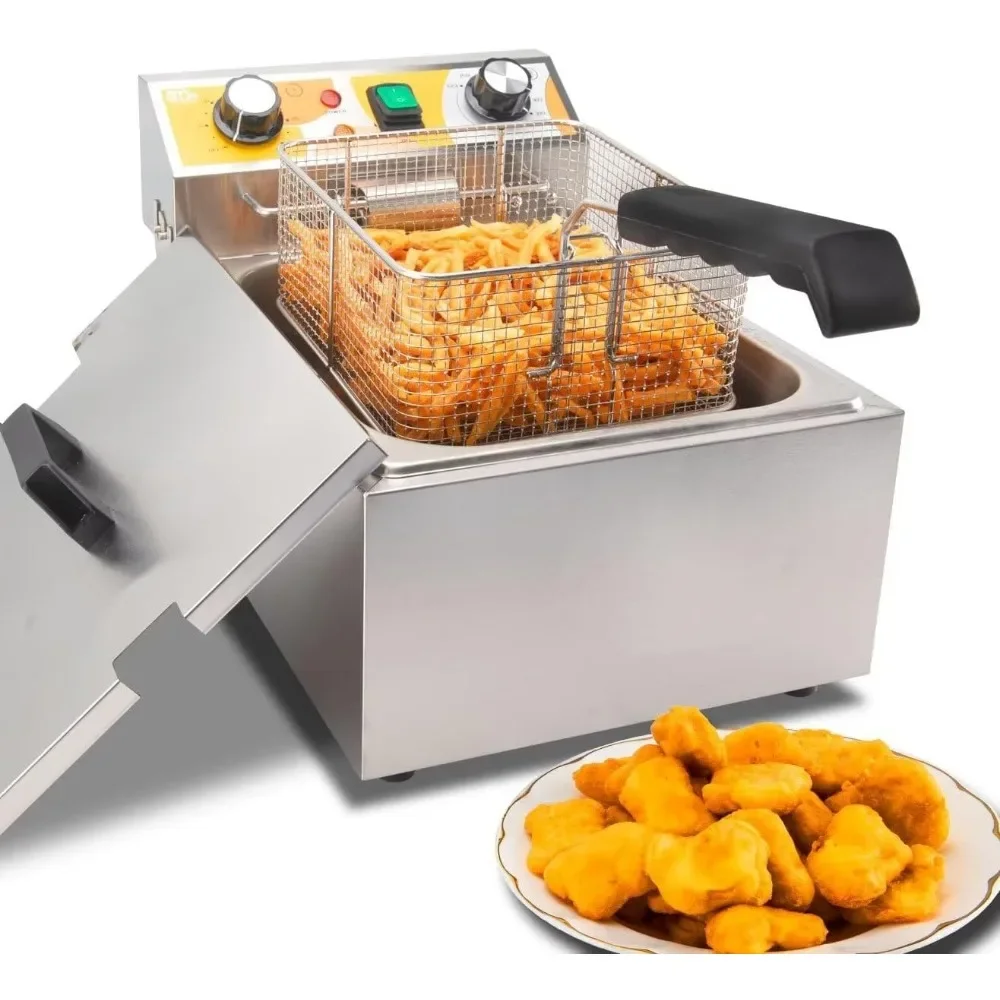 Электрическая фритюрница с крышкой и корзиной для жарки 1750 Вт