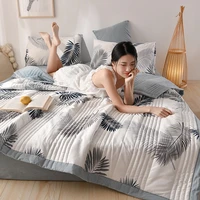 summer washed cotton quilt air conditioning comforter soft breathable blanket thin leaf print bedspread bed cover home textiles