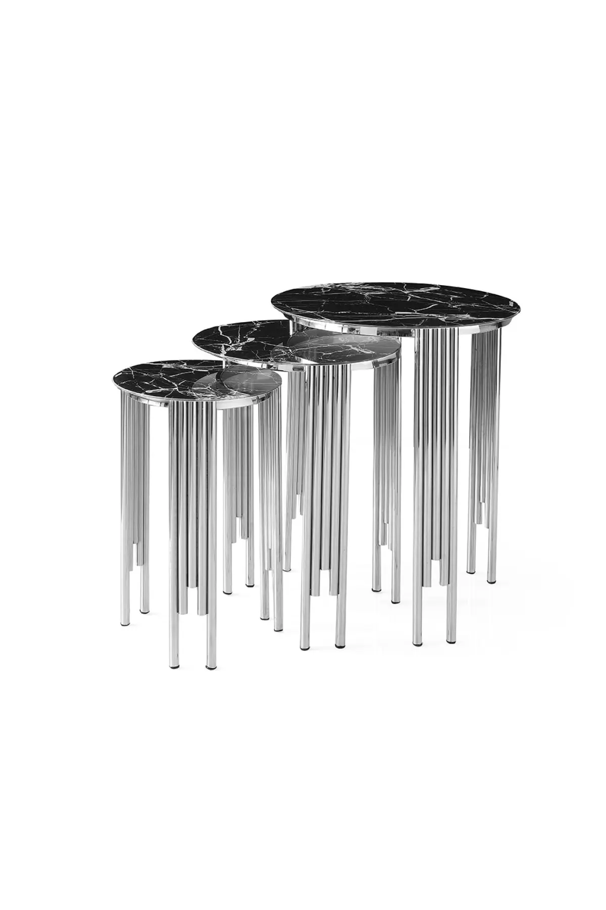 

Modern Florence Triple Zigon coffee table Chrome Plated Black Marble Pattern coffee tables table basse furniture living room table