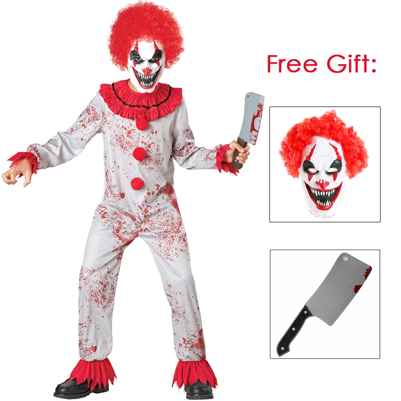 

Ordered Fantasia Purim Halloween Costumes for Child Kids Boys Scary Creepy Bloody Killer Circus Clown Jest. Costume Costume