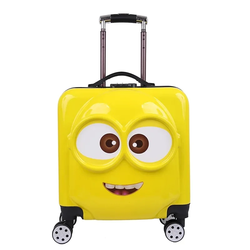 

Little yellow man 3D suitcase cute anime children's trolley bag kids cartoon rolling luggage carry ons box travel luggage