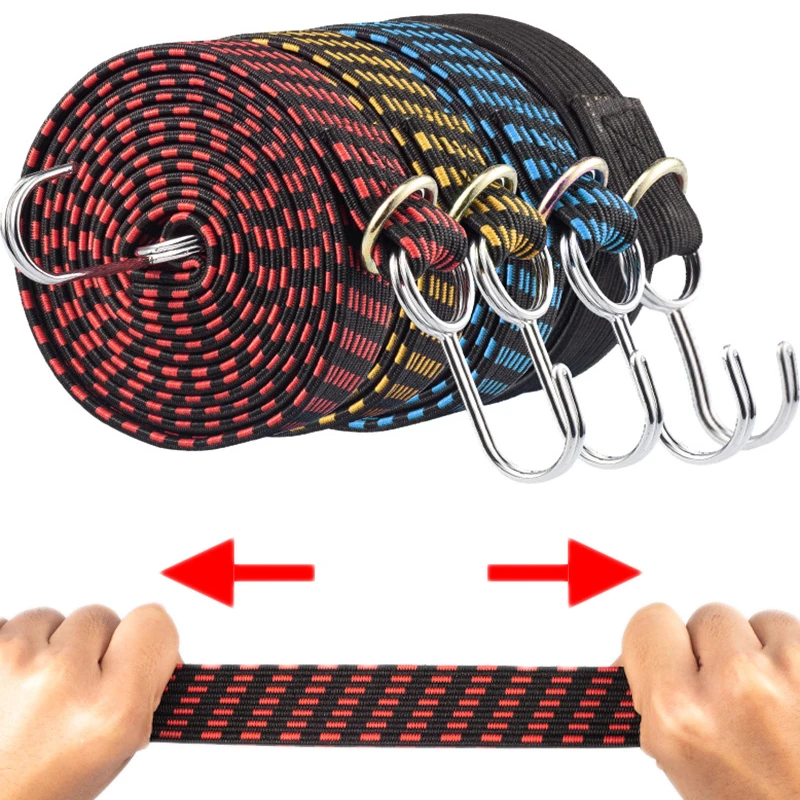 

Motorcycle Bike Luggage Rope with Hooks Elastic Straps Luggage Fixed Band Roof Rack Strap Bicycle Rope Tie Car Tensioning Strap