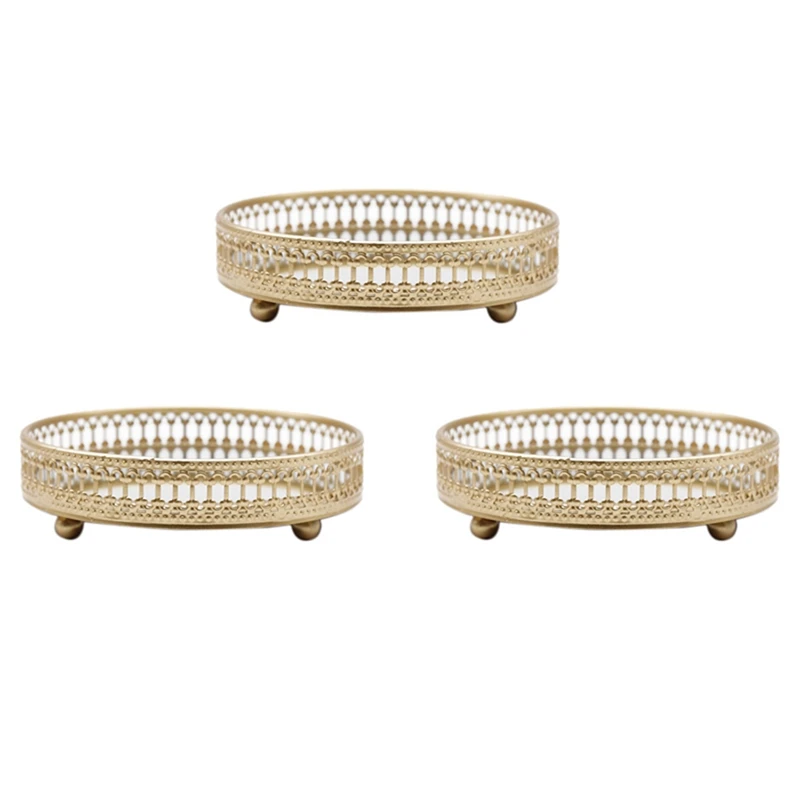 

3 шт., металлический поднос для хранения ювелирных изделий, 25 см