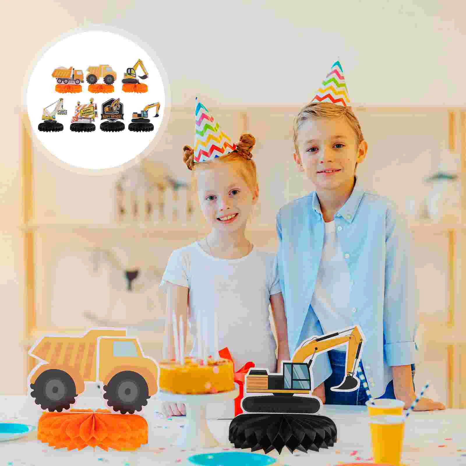 

Engineering Vehicle Decoration Birthday Party Scene Adornment Prop Honeycomb Centerpieces Paper Decorations Tabletop
