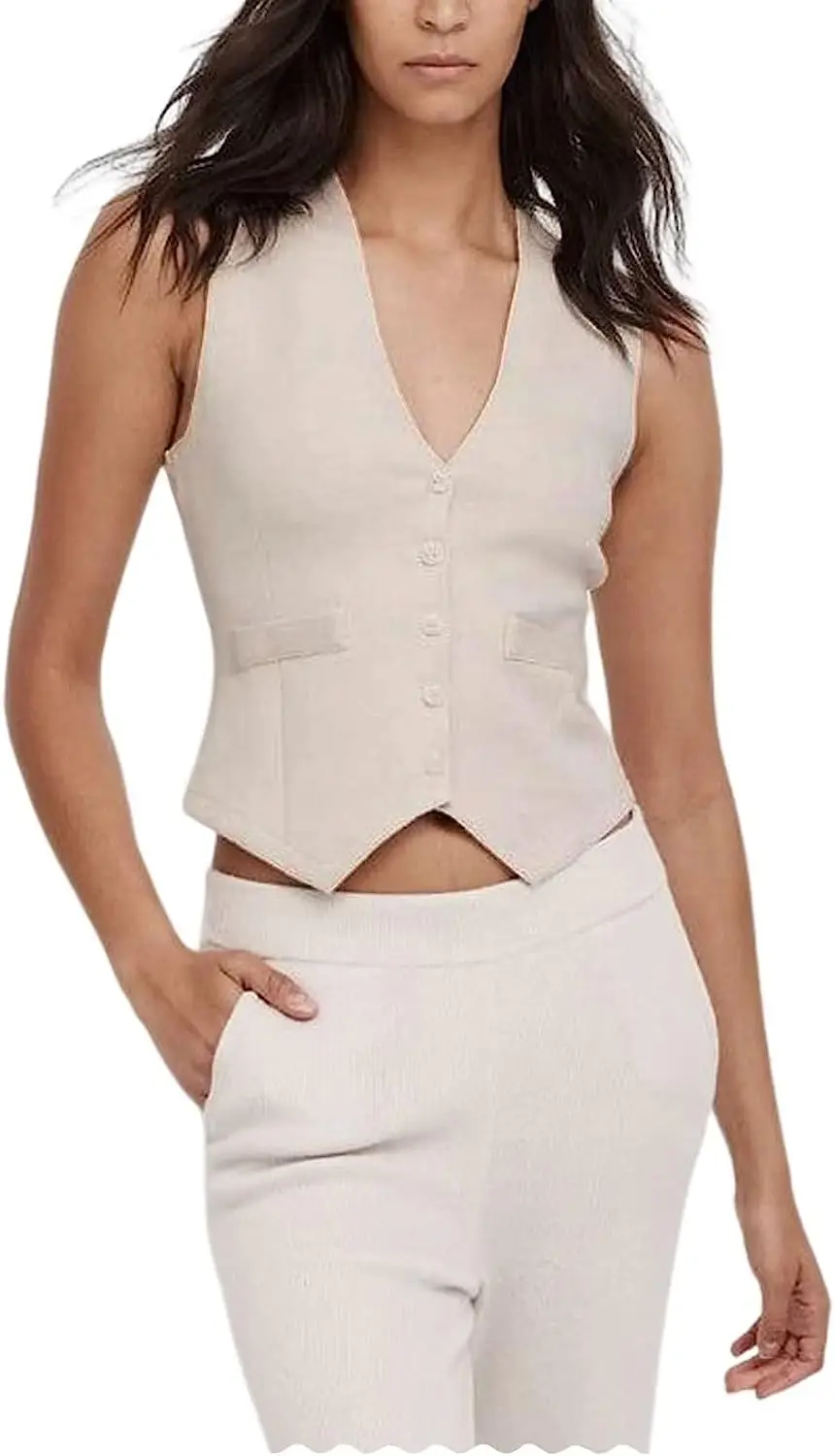 

Women's Herringbone Tweed Tank Top Slim Fit V Neck Suit Tank Top New in Jackets Summer Vest the Most Sold 2023 Sleeveless Vests