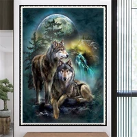 wolves in night diy 5d diamond painting full drill square round embroidery mosaic art picture of rhinestones home decor gifts