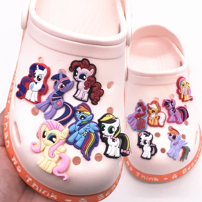 

1pcs Cartoon Unicorn Series Shoe Charms PVC Shoes Accessories Decoration Buckles for My Little Pony Wristband Croc JIBZ Kid Gift
