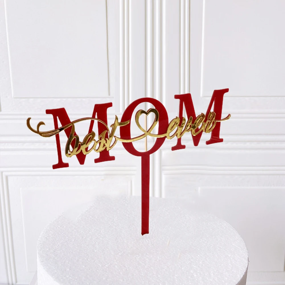 

Best Mom Mother's Day Party Cake Topper Red Love You Mum Acrylic Cake Topper For Mommy Birthday Party Cake Decorations Gift 2023