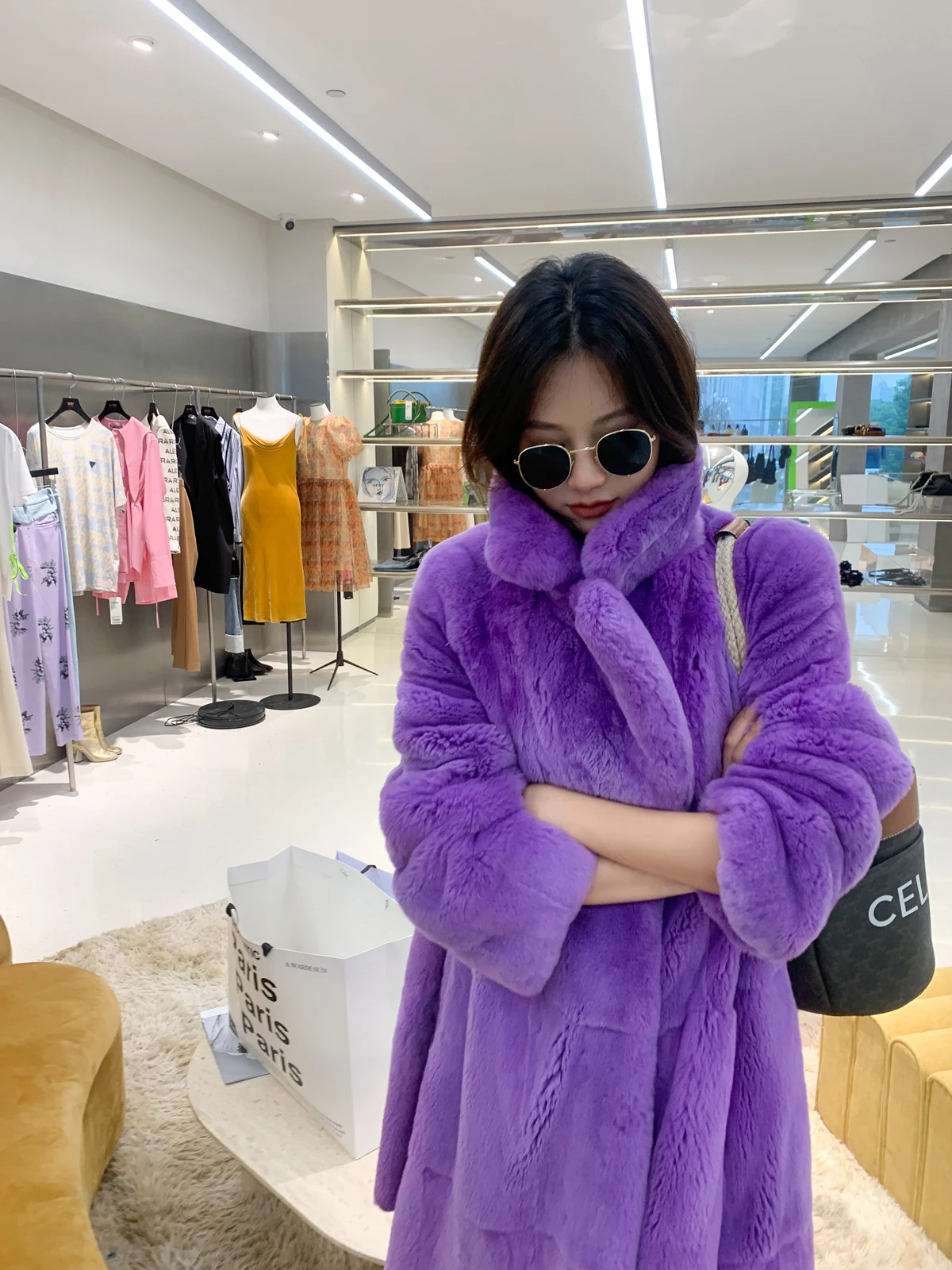 Женское зимнее пальто из натурального меха кролика Рекс |