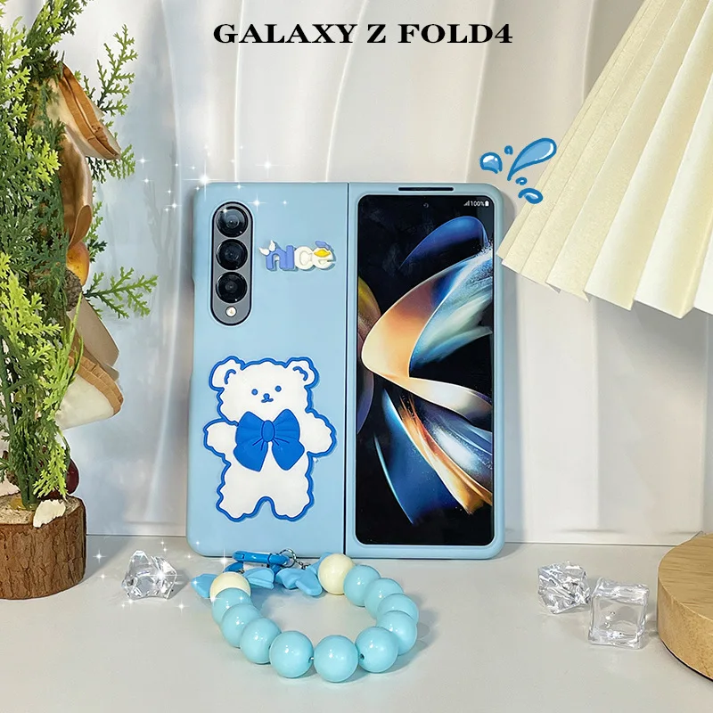 

Милый мультяшный креативный чехол с медведем для Samsung Z Fold 3 4 PC жесткий чехол W22 Fold4 Fold4 матовый Портативный чехол