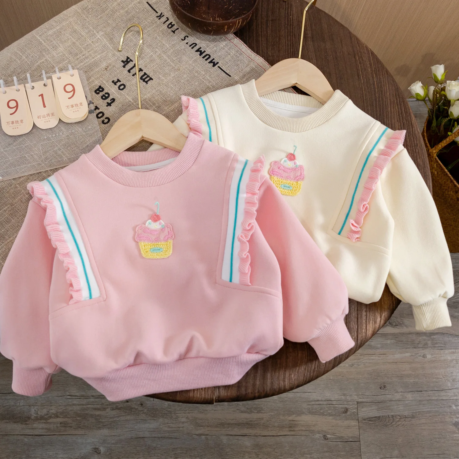 

Baby Girls Sweatshirt Kids Cartoon Printed Hoodies Thicken Pullover 2023 Spring Autumn 1 To 6Yrs Children's Clothes Korean Style