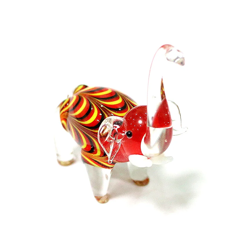 

Mini Handmade Glass Elephant Figurines Lines Craft Design Cute Animals Ornaments Xmas Gifts For Kids Home Decoration Collection