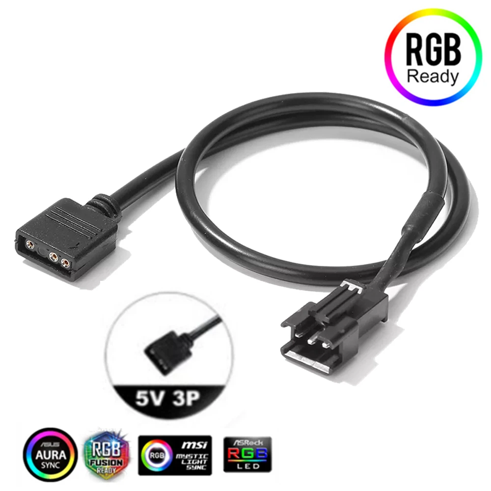 

Материнская плата 12 В 4-контактный RGB/5 В 3-контактный кабель-адаптер ARGB к SM JST «мама-папа» 30 см для ПК Компьютерная светодиодная лента