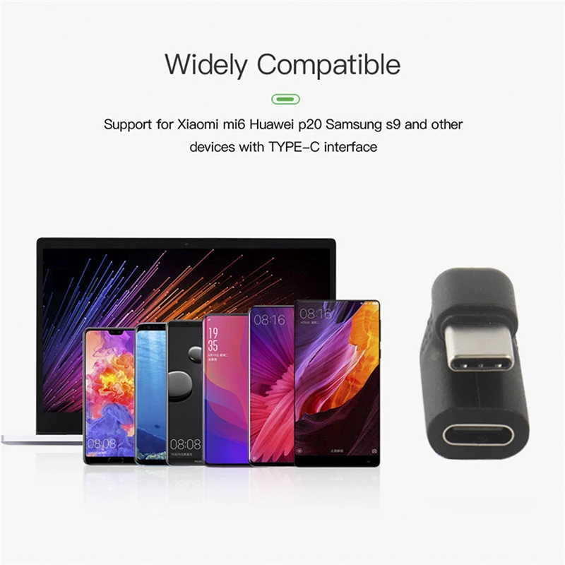 

180 Degree Right Angle USB 3.1 Type C Male To Female USB-C Converter Adapter for Smart Phone for Samsung Xiaomi Huawei