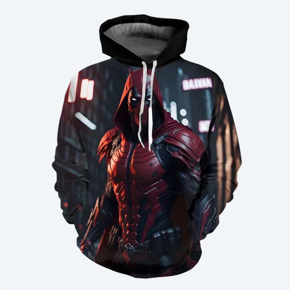 New Marvel Men's Hoodie 3D Printed Deadpool Pattern Sweatshirt Classic Casual Style Sweater Fashion Street Hip Hop