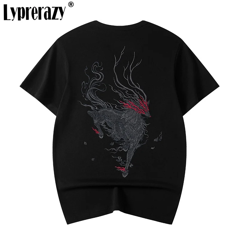 Lyprerazy новая футболка с вышивкой в китайском стиле коротким рукавом летние