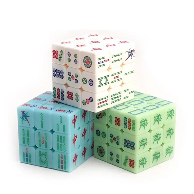 

3x3x3 Zcube Chinese style Mahjong Magic Cubes Speed Puzzle Cubes Smooth Transparent Luminous Cube Educational Toys for Children