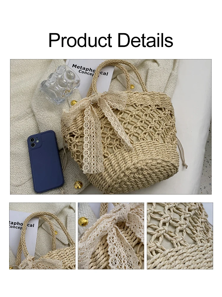 Casual Straw Woven Women's Shoulder Bag Large Capacity Wicker Knitted Handbags Female Bohemian Summer Beach Shopper Tote Purse