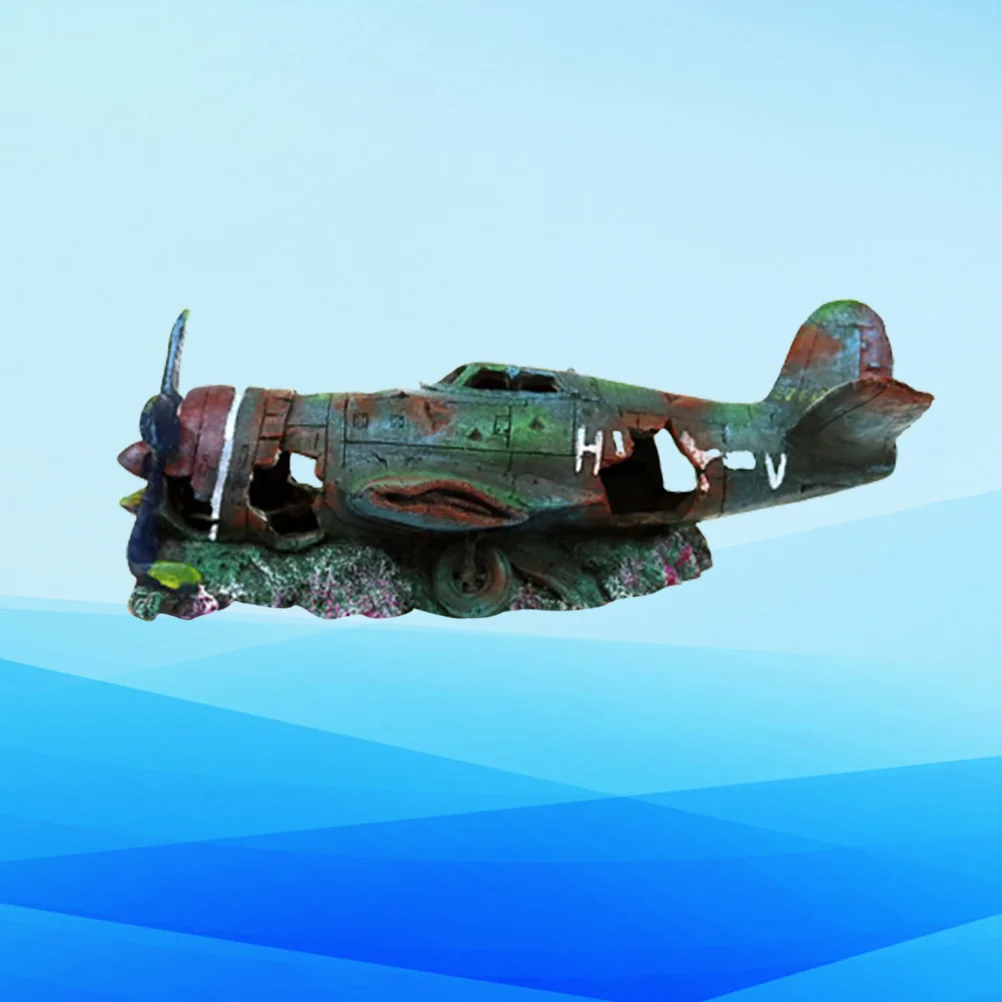 

Aquarium Fish Decorations Tank Plane Ornament Shipwreck Submarine Artificial Decor Sunken Decoration Gallon Stand Large 10Model