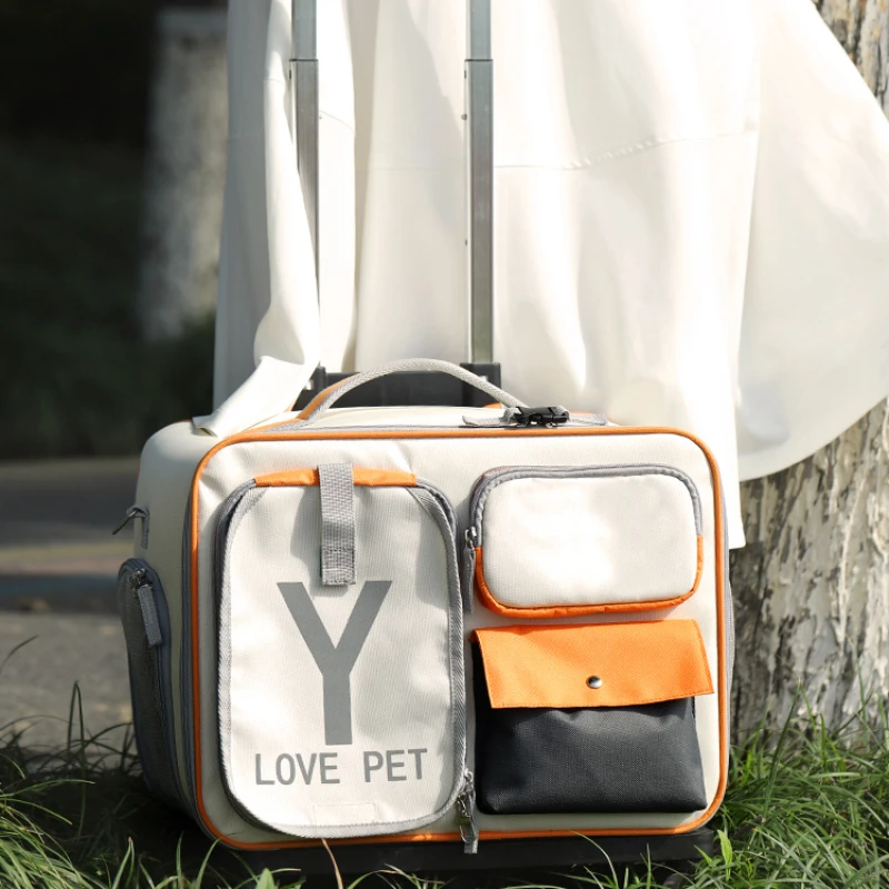 Портативная сумка для кошек вместительный дышащий рюкзак на колесиках домашних