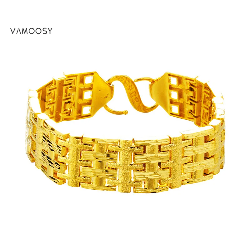 

Tough Guy Gold Bracelets Dragon Pattern Fragments Connected Mens Bangle Not Fade Wedding Father Gifts Hand Jewelry Free Shipping