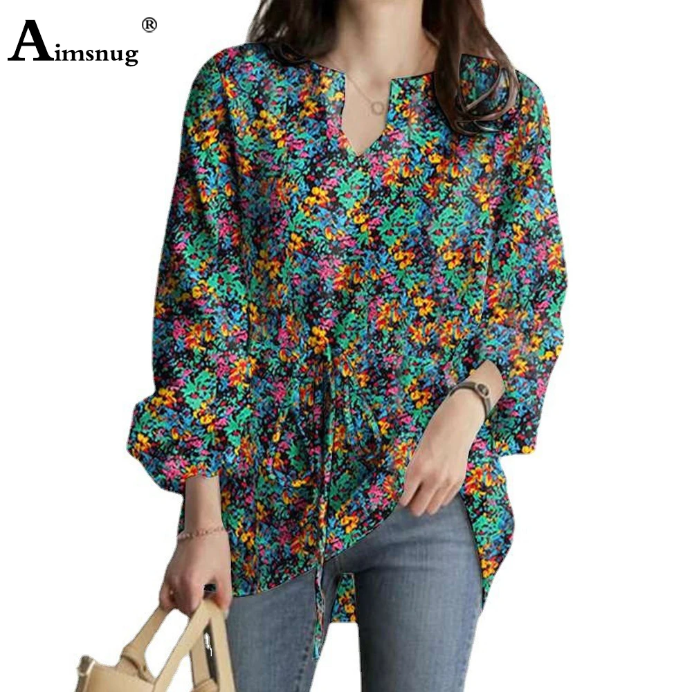 Plus Size 5xl Ladies Elegant Boho Flower Print Blouse Plus Size Women's Top Casual Pullovers 2022 Summer Chiffon shirts Clothing