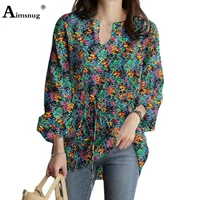 plus size 5xl ladies elegant boho flower print blouse plus size womens top casual pullovers 2022 summer chiffon shirts clothing