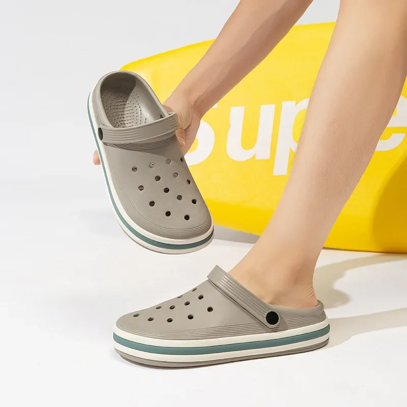 

Мужские сандалии, Новинка лета 2023, Пляжная дышащая Уличная обувь с вырезами на голову, Кроксы, Уличная обувь большого размера, универсальные сандалии