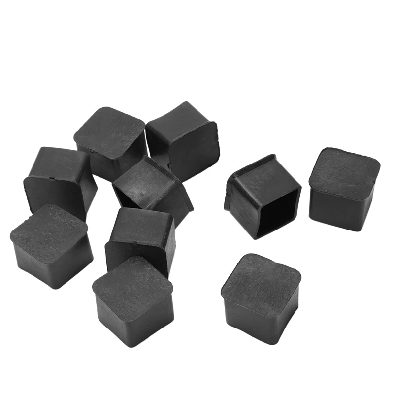 

10 Pcs 25X25mm Square Rubber Desk Chair Leg Foot Cover Holder Protector Black