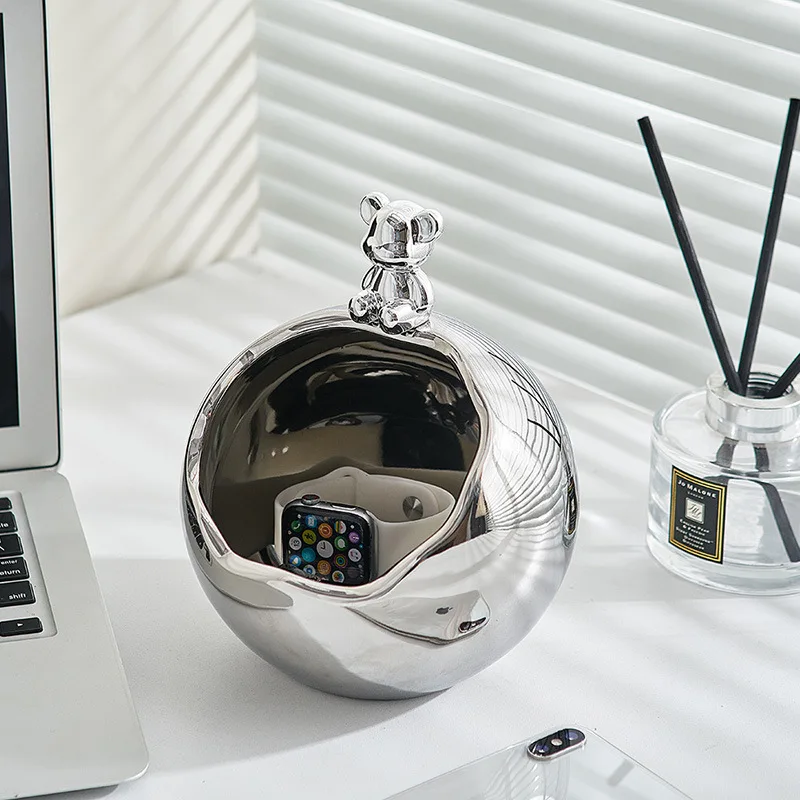 

Nordic Creative Bearbrick Bear Decoration, Key Storage Box, Animal Ceramic Sculpture, Home Decor, Office Desk Figurine, Gift