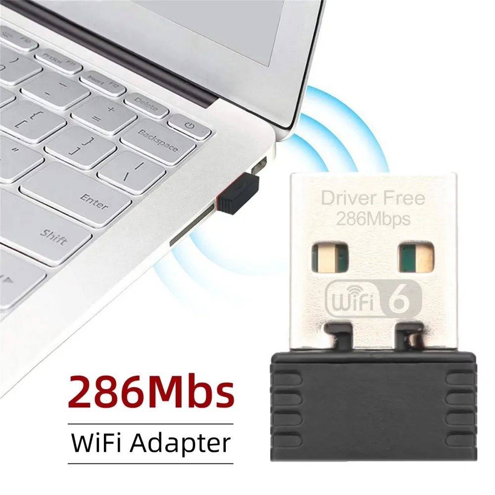 Фото Адаптер WIFI 6 AX286, сетевая карта, мини-USB-донгл, 2.4 ГГц, 802.11AX, прием сигнала для ПК, ноутбуков с Windows 10/11 №4