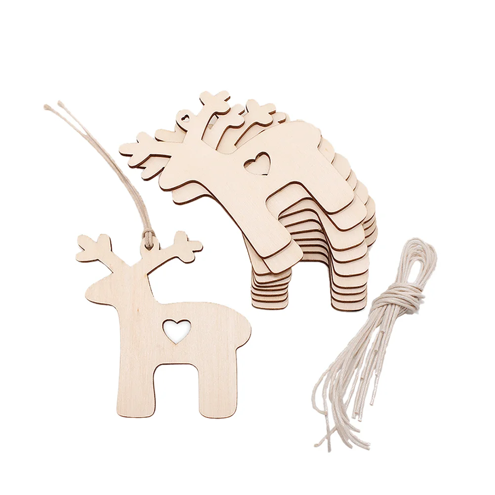 

Christmas Wood Wooden Hanging Ornaments Tree Ornamentslices Crafts Unfinished Cutouts Reindeer Tags Decoration Pendant Elk Diy