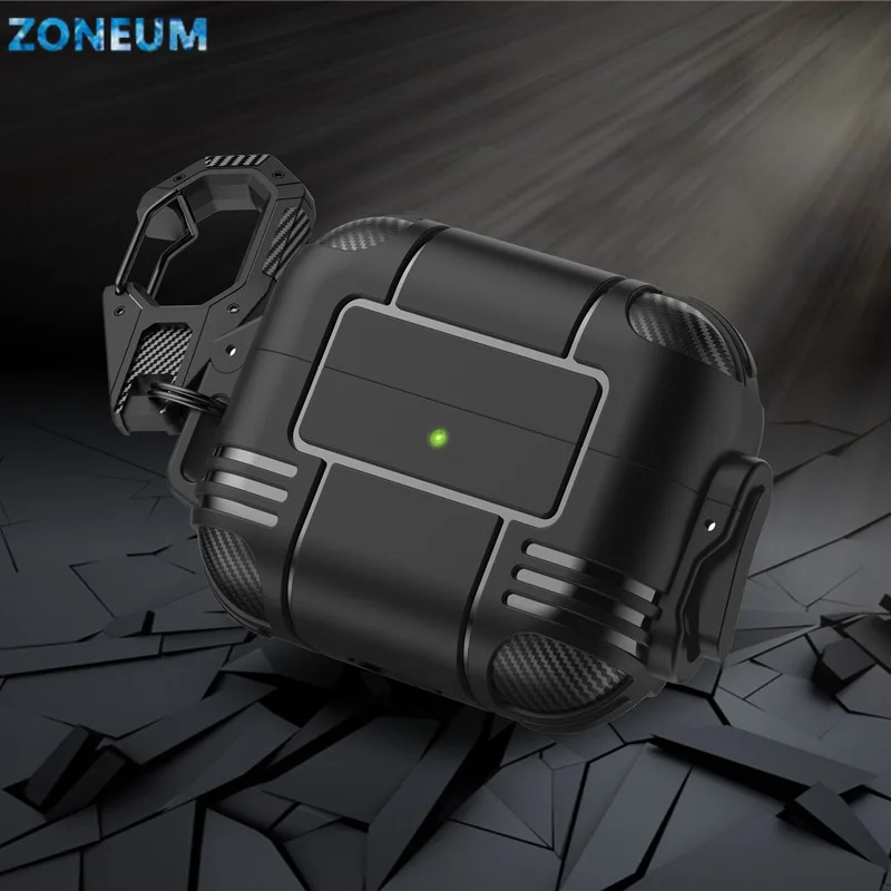 Фото Чехол ZONEUM для airpods pro, новый толстый защитный чехол из ТПУ, разные способы открытия, с ремешком №3