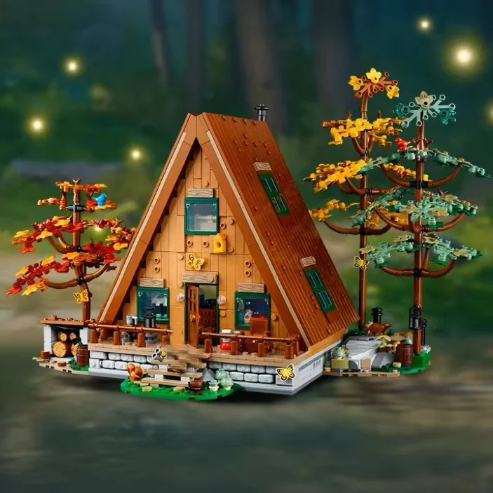 

Ideas A- Frame Cabin Bricks Model Toys Set MOC 21338 Forest House Modular Building Blocks Street View Set For Boys Girls Adult